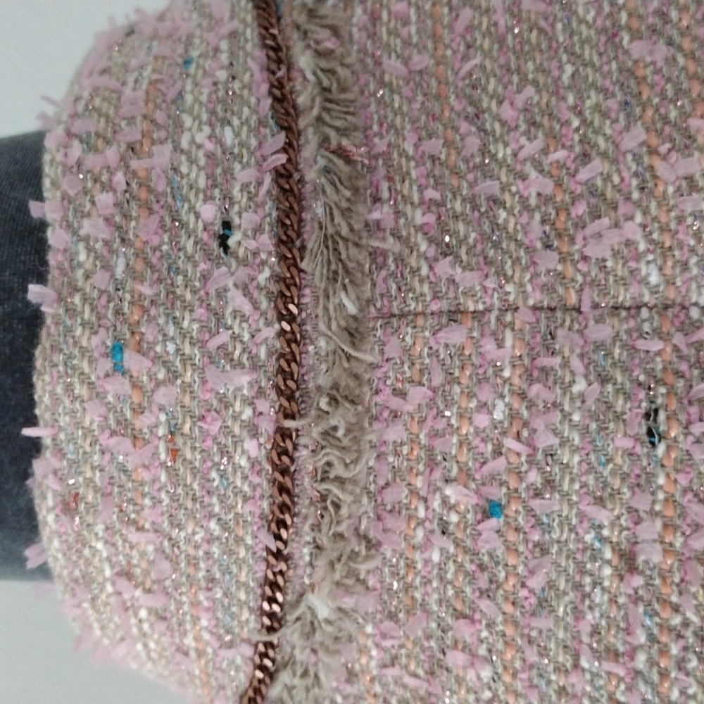 KOBI HALPERIN Fiorellie Fray Tweed Jacket With Chain Trim. Size M - Picture 9 of 16